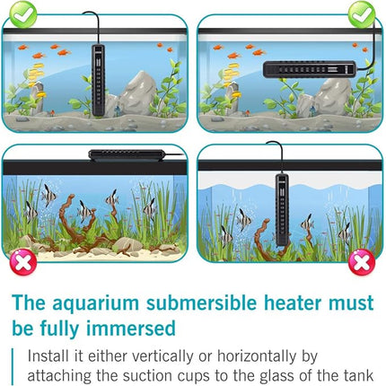 AQQA Aquarium Heater 200W for 45-80 Gallon Submersible Fish Tank Heater for Aquarium Betta Fish Heater Aquarium Thermostat Heater Freshwater and Saltwater (200W for 45-80 Gal)