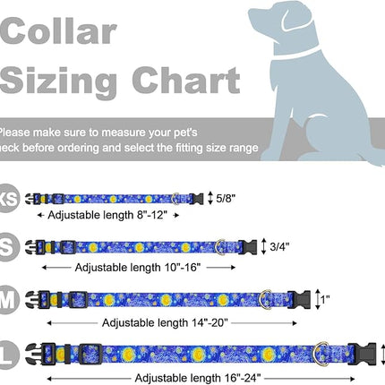 Rnivvi Dog Collar for Large Dogs, Cute Heavy Duty Adjustable Puppy Collar with Quick Release Buckle for Boy Girl & Female, Pet Accessories for Walking Running, L Length 1" Width, Van Gogh Starry Night