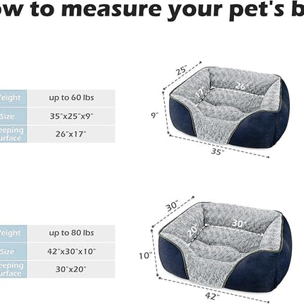 INVENHO XX-Large Dog Bed Rectangle Washable Orthopedic Soft Calming Sleeping Durable Pet Cuddler with Anti-Slip Bottom