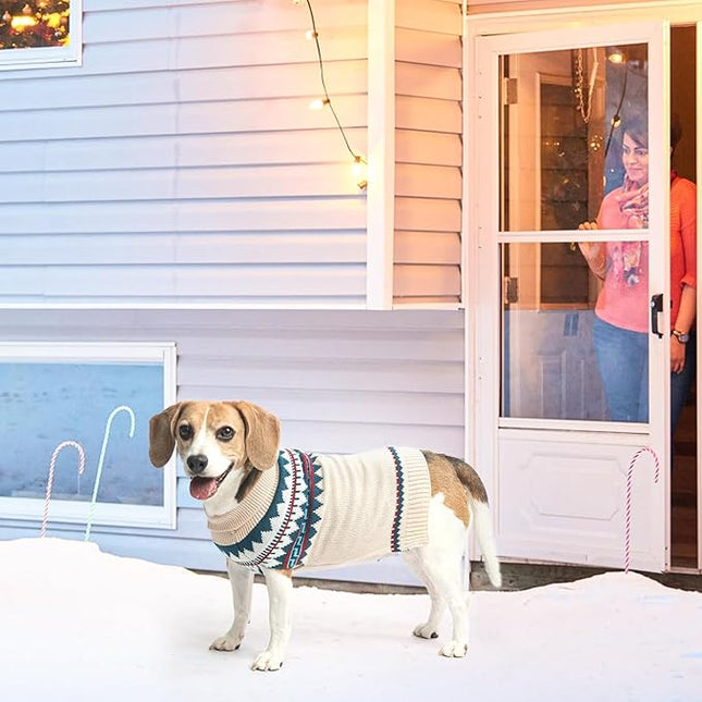 BINGPET Dog Sweater,Elastic Medium Large Dog Puppy Sweater for Dog Girls Boys,Sleeveless Turtleneck Knit Sweaters for Large Medium Dogs,Christmas Dog Sweater for Fall Winter White,XL