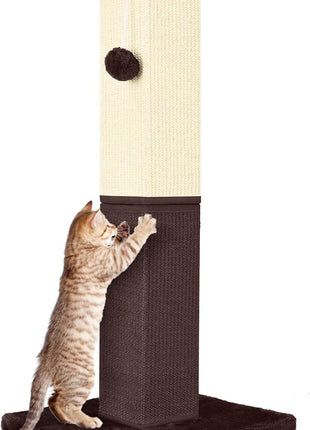 Cat Scratching Post, 32 Inch Cat Scratching Post for Large Cats, Cat Scratcher with Nature Sisal, Cat Scratch Post for Indoor Large Cats and Kitten, Brown