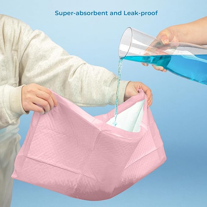 Best Pet Supplies Puppy Pads - Disposable, Dog Training Potty , Super Absorbent Baby Pink Puppy Pee Pads for Dogs (100 Count).