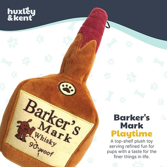 Huxley & Kent Funny Dog Toy w/Squeaker – Power Plush Squeaky Dog Toys for Small, Medium & Large Dogs – Soft Stuffed Animal for Indoor Play & Fetch - Barker's Mark, Small