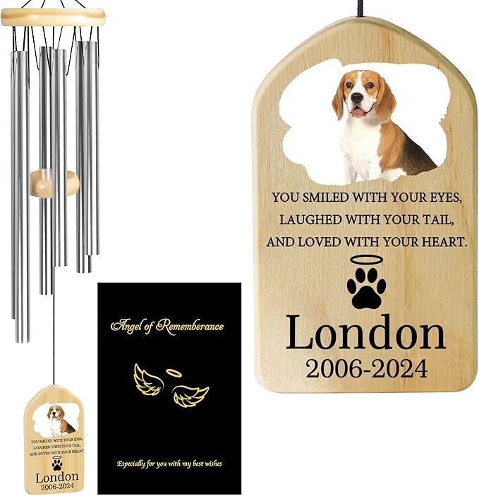 Personalized Pet Memorial Gifts, Pet Memorial Wind Chime, Dog Memorial Gifts, Cat Memorial Gifts, Pet Loss Gifts, Pet Loss Sympathy Gift, Dog Bereavement Gift, Dog Remembrance Gift - Loved Heart