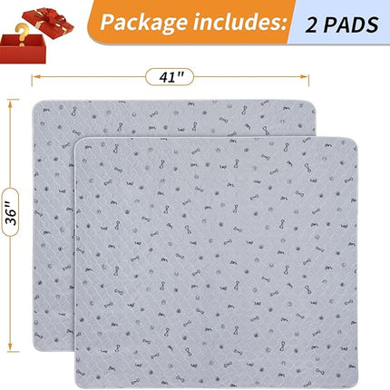 Washable Pee Pads for Dogs, 2Pack Puppy Pads Washable,Absorbent Reusable Whelping Pads Non-Slip Dog Mats with Bone Print for Floor Protector, Couch Cover, Crate, Potty Training 36x41