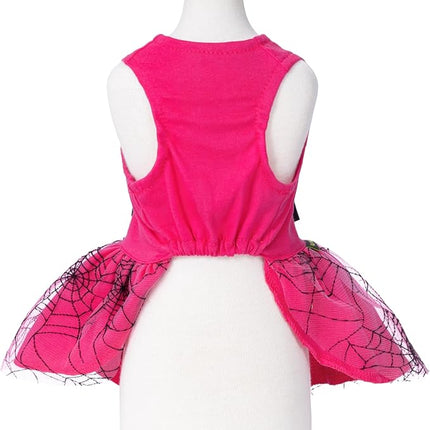 Fitwarm Little Miss Bootiful Halloween Dog Dress, Funny Costumes for Small Dogs Girl, Pet Outfit, Black, Hot Pink, XS