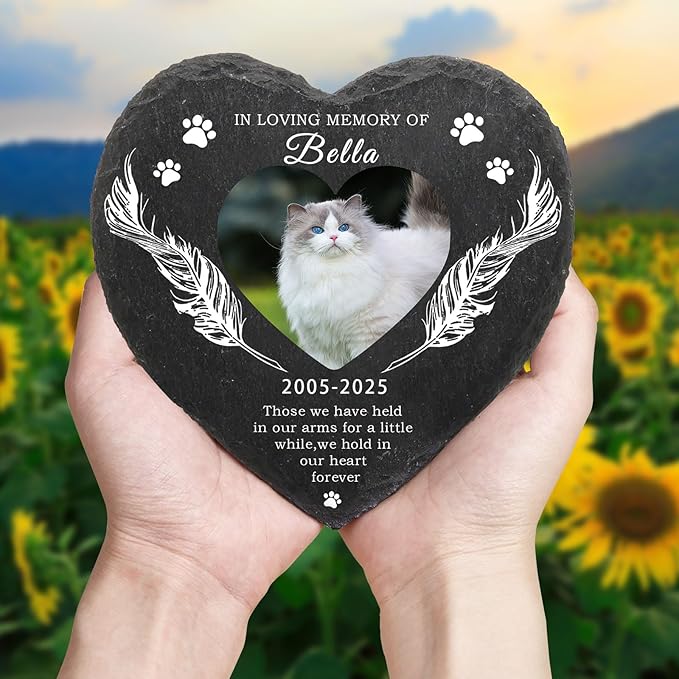 Dog Memorial Gifts for Loss of Dog Cat,Personalized Pet Memorial Stone with Photo Name,Custom Pet Remembrance Gifts,Cat Memorial Sympathy Gift,Dog Passing Away Gifts,Memorial Plaques for Dogs