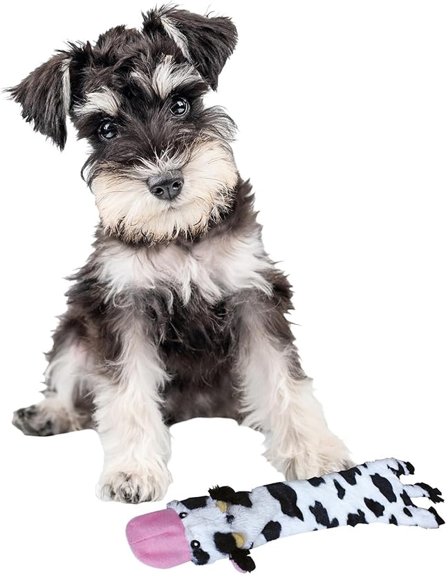 SPOT Skinneeez Crinklers Cow - Stuffing-Free Dog Toy with Crinkle & Squeaker Sounds, Durable for Moderate Chewers, Tug Toy for Small Dogs & Puppies, 14in