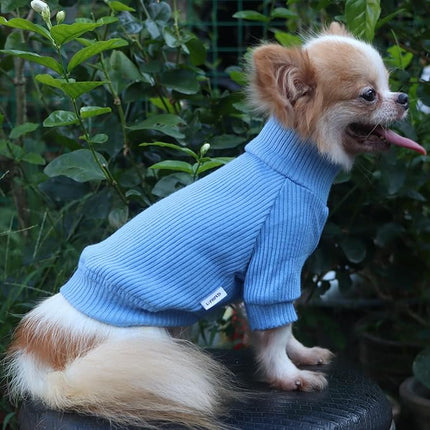 LOPHIPETS Small Dog Turtleneck Sweaters for Teacup Chihuahua Yorkie Puppy Cat Clothes-Light Blue/S