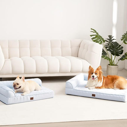 EHEYCIGA Memory Foam Dog Bed Medium Sized Dogs, Waterproof Dog Bed Orthopedic with Washable Removable Cover, Non-Slip Pet Bed Couch for Crate, 30x20x6 Inches, Washblue
