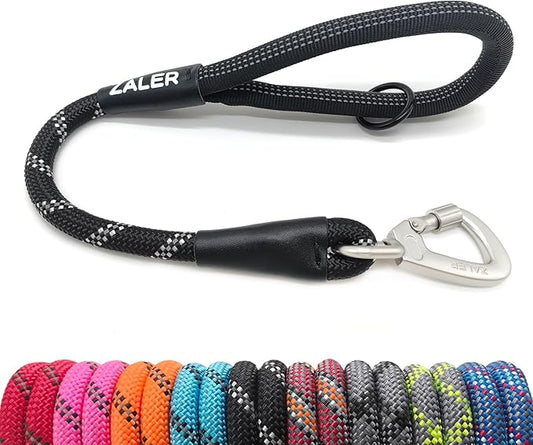 ZALER Short Dog Leash, 26 Inches Rope Traffic Leashes for Dogs, Reflective Dog Lead with O-Ring, Heavy Duty Pet Leash for Large and Medium Dogs (26'' Black)