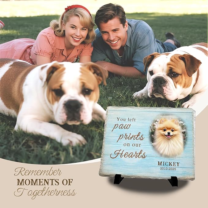 Personalized Pet Memorial Stone, Custom Dog Memorial Gifts for Loss of Dog with Photo Name Date, Dog Remembrance Gift, Loss of Dog Sympathy Gift for Dog Cat Lovers (Quote 7)