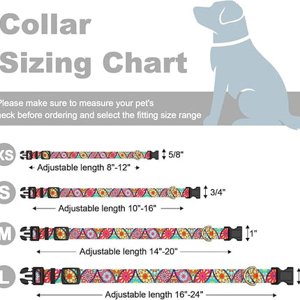 Rnivvi Dog Collar for Small Dogs, Cute Heavy Duty Adjustable Puppy Collar with Quick Release Buckle for Boy Girl & Female, Pet Accessories for Walking Running, S Length 3/4" Width, Beautiful Mandala