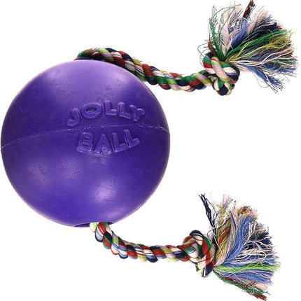 Jolly Pets Romp-n-Roll Rope and Ball Dog Toy, 4.5 Inches/Small, Purple, 4.5-Inch Romp-n-Roll, Purple