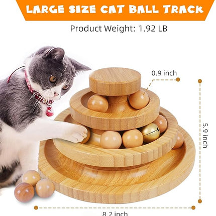 Cat Ball Track - 3-Level Cat Ball Tower with 9 Removable Balls for Interactive Play and Mental, Physical Exercise - Large Size