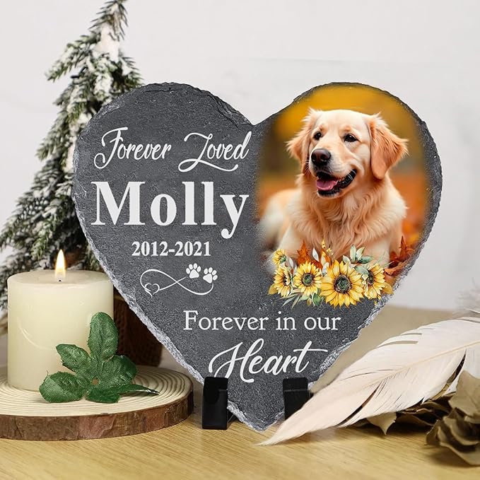 Gabita Custom photo Dog Memorial Stone, Pet Memorial Gifts for Dogs, Dog Memorial Stone, Personalized Pet Grave Markers Headstone Cemetery Decorations for Pet new 2