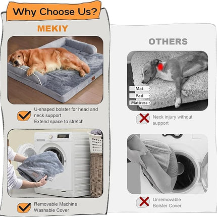 Dog Bed Medium Size Dog-Orthopedic Waterproof Bed for Dogs,Foam Couch Sofa with Washable Removable Cover & Non-Slip Bottom-Grey