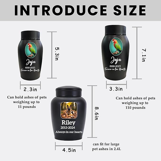 Personalized Dog Urn, Stainless Steel Cremation urns for Pets Ashes, Custom Photo Pet Memorials Pet Urn, CremationUrn for Pet Ashes(Engraved)