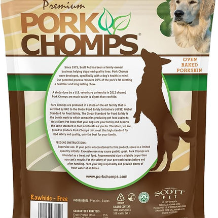 Pork Chomps Baked Pork Skin Dog Chews, 3-inch Chips, 12oz Bag (Pack of 2)