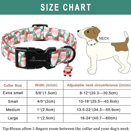 ARING PET Christmas Dog Collar-Cute Green Santa Claus Dog Collars, Adjustable Christmas Pet Collars Puppy Collar with Quick Release Buckle for Girl&Boy Dogs