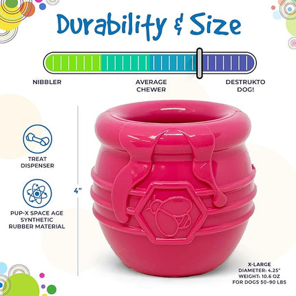 SodaPup Honey Pot – Durable Dog Treat Dispenser & Enrichment Toy Made in USA from Non-Toxic, Pet Safe, Food Safe Natural Rubber Material for Mental Stimulation, Problem Chewing, Calming Nerves, & More