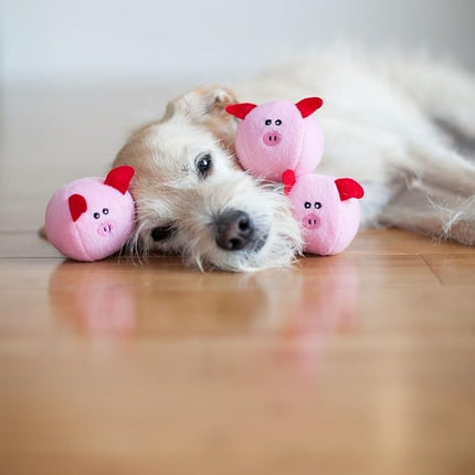 ZippyPaws Burrow- Interactive Dog & Puppy Toys for Boredom, Stimulating Pet Products to Keep Them Busy, Hide & Seek Plush Dog Puzzles, Squeaky Toy for Enrichment, for Small & Medium Dogs- Pig Barn