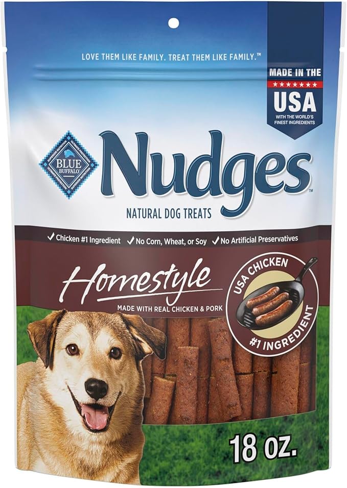 Blue Buffalo Nudges Homestyle Natural Dog Treats Chicken and Pork, 18-oz Bag