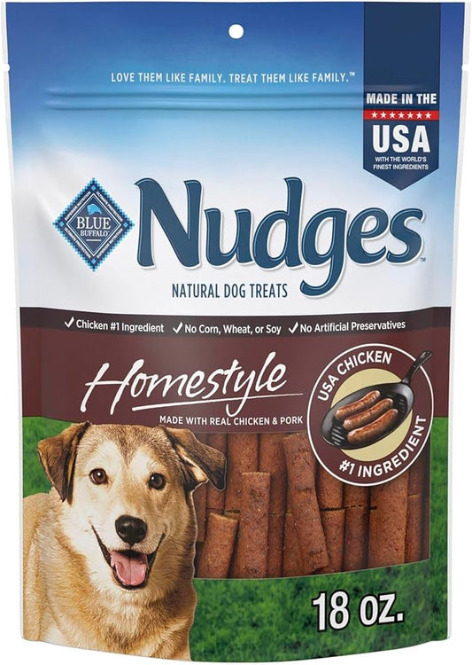 Blue Buffalo Nudges Homestyle Natural Dog Treats Chicken and Pork, 18-oz Bag