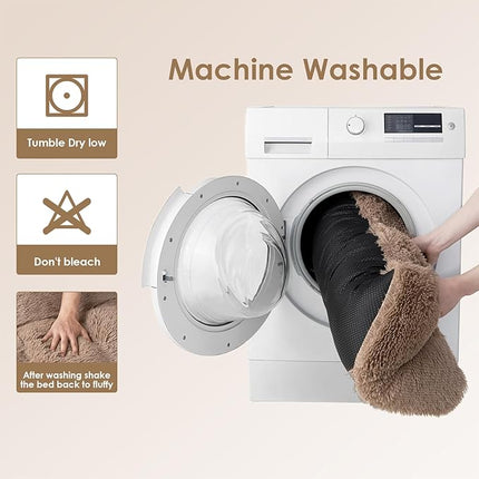 EHEYCIGA Fluffy Dog Crate Bed for Medium Dogs, Plush Faux Fur Crate Pad, Calming Anti Anxiety Medium Dog Bed for Crate, Washable Soft Warm Mat with Non-Slip Bottom, Camel