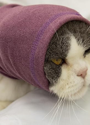 Cat Hematoma Ear Wrap, Cat Snood Anxiety Relief, Bath Accessories for Pet Grooming & Force Drying (Pail Lilac S)