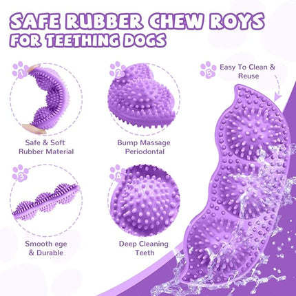 6 Pack Puppy Teething Toys Cute Small Dog Toys Durable Puppy Chew Toy for Teething Essentials Purple Soft Rubber Small Breed Dog Squeaky Balls for Puppies Interactive Doggy Chews Toy Set