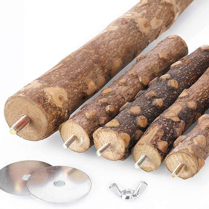 Bird Perch Nature Wood Stand for 3-4pcs Small Medium Parrots (M)