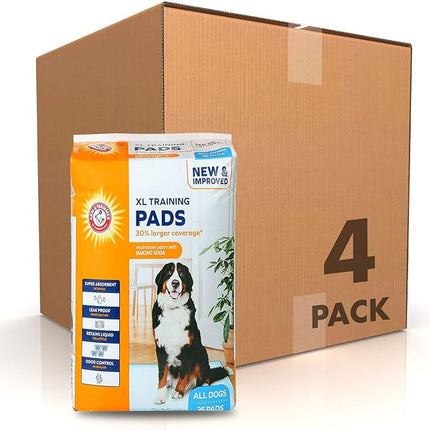 Arm & Hammer for Dogs XL Training Pads | 30% Larger Coverage, New & Improved Super Absorbent, Leak-Proof, Odor Control Quilted Dog Training Pads with Baking Soda| 36 Count - 4 Pack Wee Wee Pads