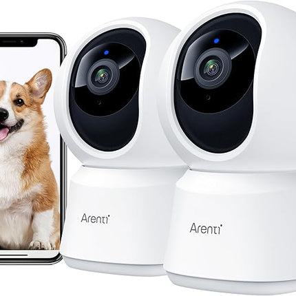 ARENTI 5G Indoor Security Camera, 4MP Pet Camera with Speaker for Dog/Cat, Baby Monitor with Phone App, Dual-Band WiFi, Auto Tracking, Super Night Vision, 2-Way Talk, Cloud & SD Card Storage(P2Q 2PC)
