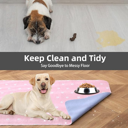PUPTECK Washable Pee Pads for Dogs - Waterproof Reusable Puppy Potty Training Pads Whelping Mat - Fast Absorption Non-Slip Pet Food Feeding Mat (Pink, 48x60 Inch (Pack of 2))
