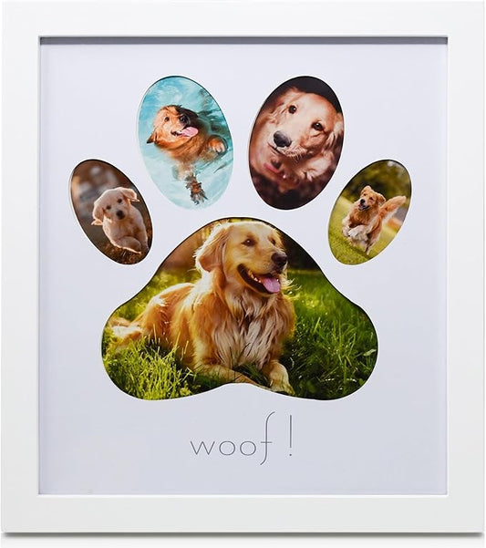Green Pollywog 5-Opening Paw Print Collage Frame | Paw Print Picture Frame | Display for Photos for Pets | Dog Mom Gift | Dog Dad Collage | Pet Memorial Picture Gallery