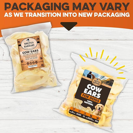 BRUTUS & BARNABY Cow Ears for Dogs – Whole Ears 30 ct, Thick Cut, Grass-Fed Angus Beef, All-Natural No-Rawhide Dog Treat Alternative