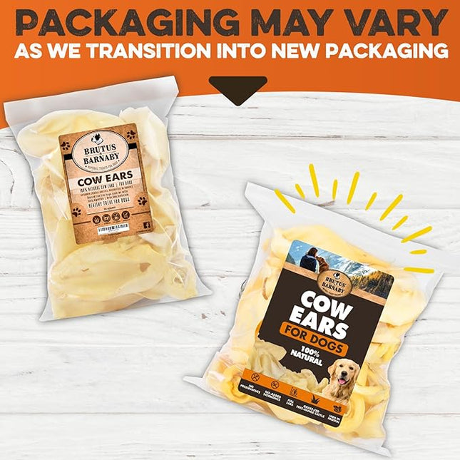 BRUTUS & BARNABY Cow Ears for Dogs – Whole Ears 30 ct, Thick Cut, Grass-Fed Angus Beef, All-Natural No-Rawhide Dog Treat Alternative