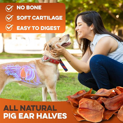 BRUTUS & BARNABY Pig Ear Halves for Dogs, 40 Ct. – All-Natural Single Ingredient Dog Chews, Slow Cooked & Fully Digestible Rawhide Alternative