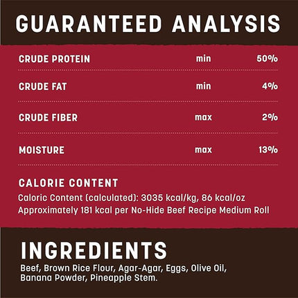 Earth Animal No Hide Chews - Long Lasting Rawhide Free Medium Dog Chews Rolls, Beef - 3 Count Value Pack