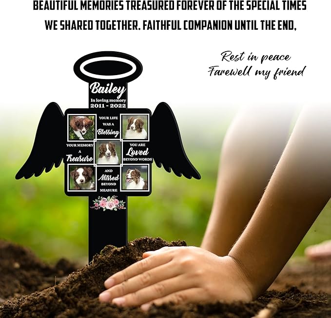 Personalized Pet Grave Markers Remembrance Garden Stake Pet Loss Gifts Dog Memorials Gifts For Friends Remember Your Dog Custom Plaque Stake Yard Cat Cross Pet Memorial Grief In Loving Memory