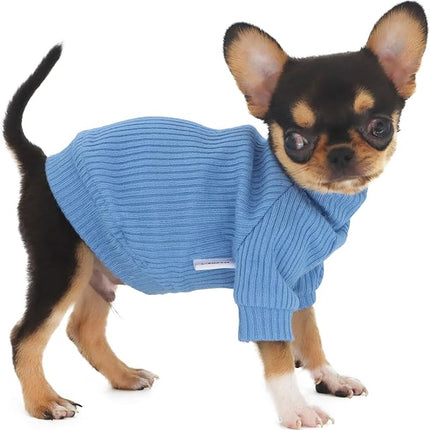 LOPHIPETS Small Dog Turtleneck Sweaters for Teacup Chihuahua Yorkie Puppy Cat Clothes-Light Blue/XXS