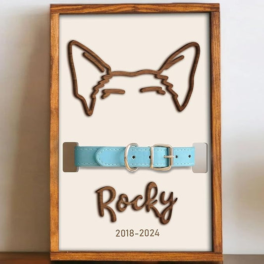 Nazenti Personalized Dog Memorial Picture Frame, Dog Loss Sign, Pet Memorial Signage, Loss Of Pet Sympathy Gift, Custom Collar Holder Frame, Customized Dogs Gifts, Dogs Bereavement Gifts