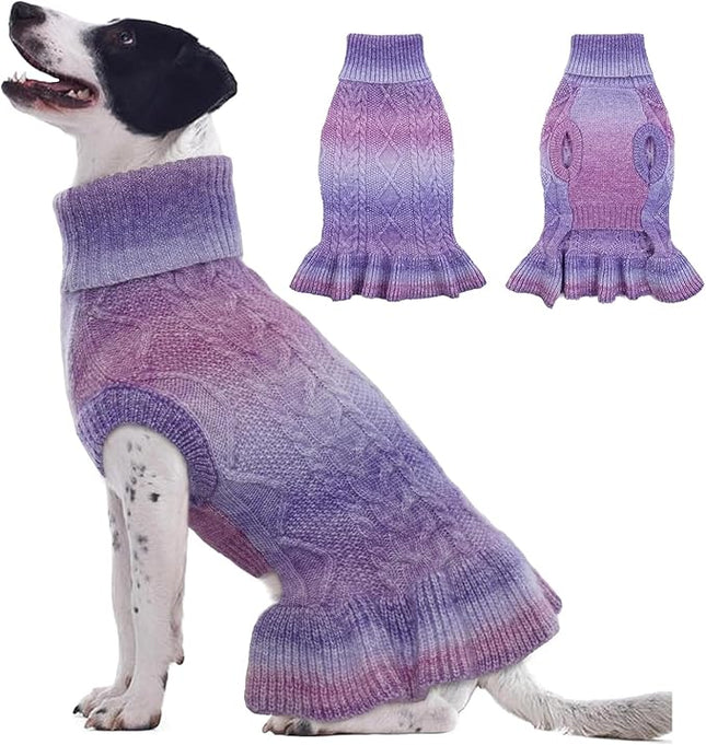 QBLEEV Dog Sweater Dress & Pullover for Girls - Christmas & Holiday, Warm, Winter & Fall Sweaters - XL (Female)