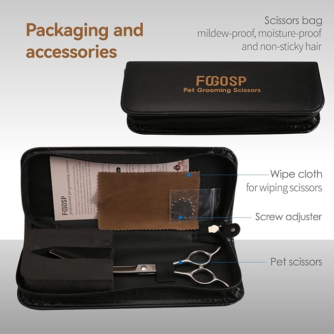 Professional 45°Curved Grooming Scissors for Dogs 7.0 in Big Arc Curved Shears for Professional Groomer Japan VG10 High-carbon Steel Right Hand Matte