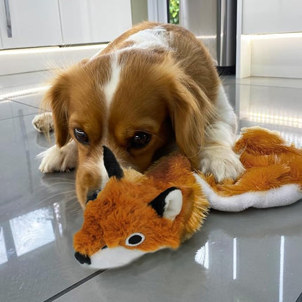 Best Pet Supplies Squeaky Dog Toys with Soft Durable Fabric for Small, Medium and Large Pets Interactive Toy for Indoor Play, Supports Active Biting and Play - Fox, Large