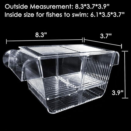 Cepetsma Fish Breeder Box - Hang-on Nursery Fish Tank With Breeding Hatchery, Perf for Aggressive & Injured Species