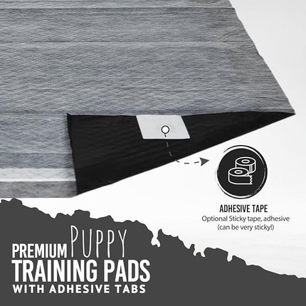 Bulldogology Charcoal XXL Pee Pads for Dogs (30x36) Puppy Pee Pads with Adhesive Sticky Tape - Leak Proof Charcoal Puppy Pads - Ultra Absorbing Charcoal Dog Pads - Activated Carbon Pee Pads (40-Count)