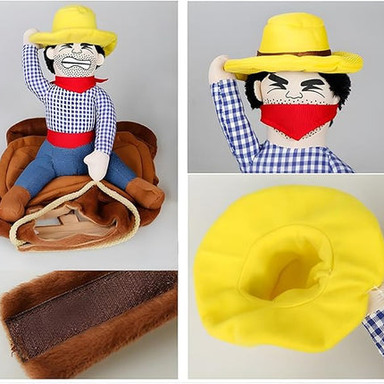 Hotumn Dog Halloween Costume Cowboy Rider Costume for Dogs Knight Style Funny Dog Clothes Amazing Dog Pet Suit Party Pet Costume for Small Medium Dogs Cats (XL, Cowboy Rider), X-Large