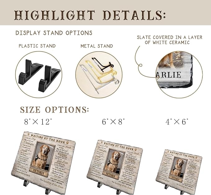 Personalized Pet Memorial Stone, Custom Dog Memorial Gifts for Loss of Dog with Photo Name Date, Dog Remembrance Gift, Loss of Dog Sympathy Gift for Dog Cat Lovers (Quote 3)